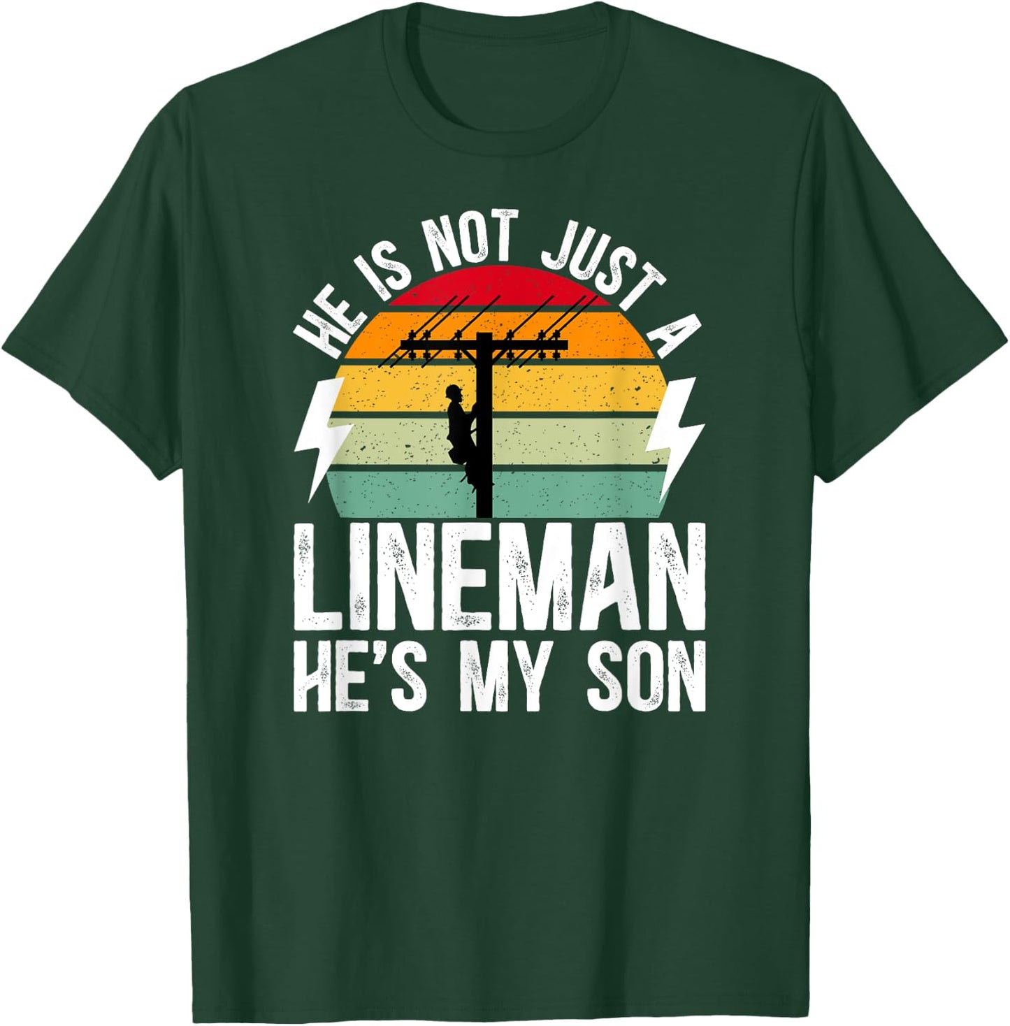 He's My Son Lineman Mom Of A Lineman Mama Line Mother T-Shirt - T-Shirt | Forest