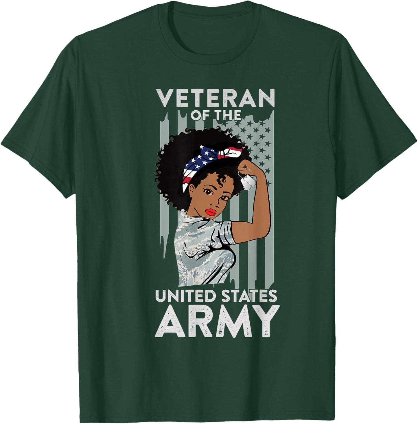 American Army Veteran Design, Military African American Vet T-Shirt - T-Shirt | Forest