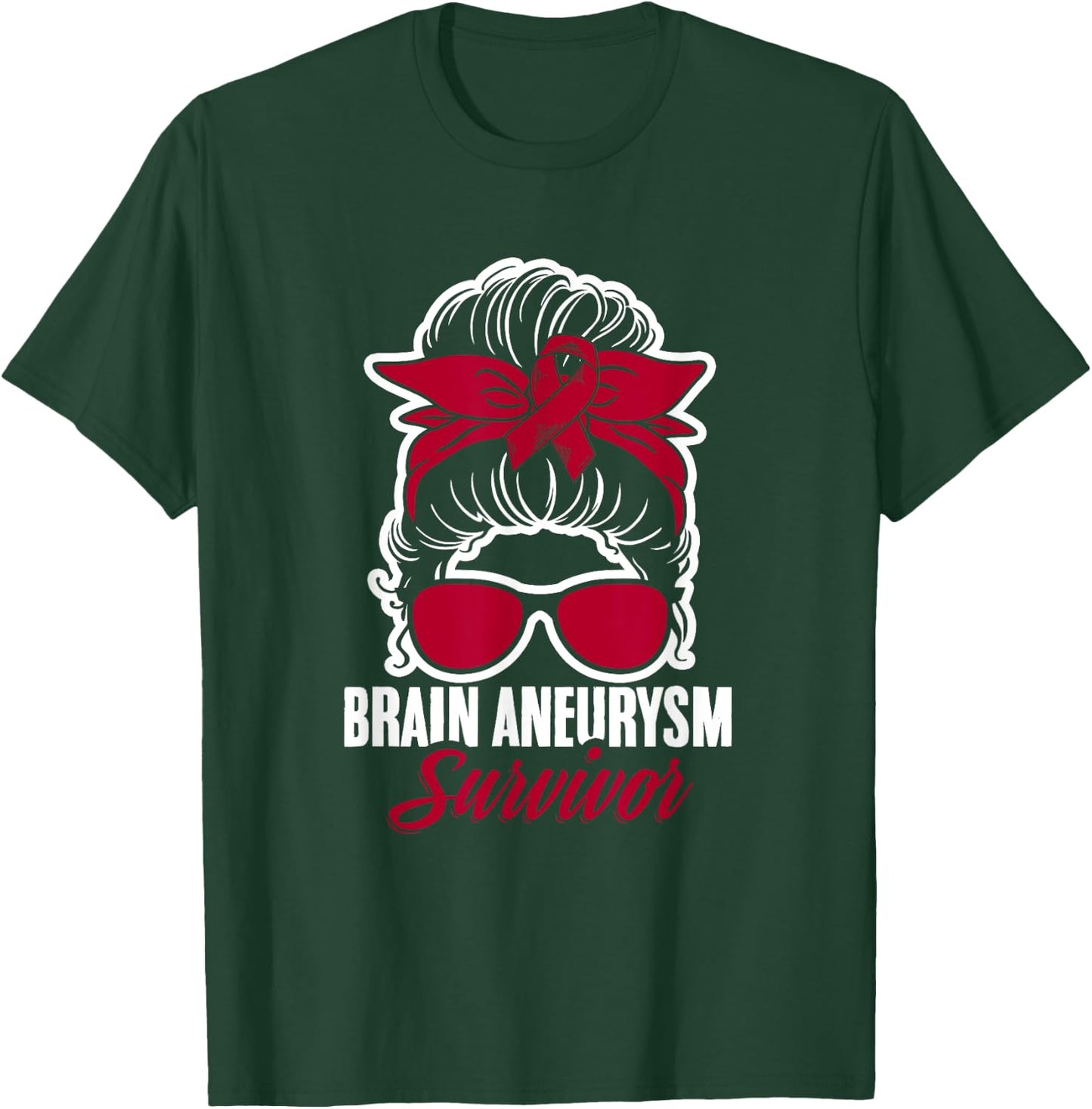 Aneurysm Survivor Messy Hair Aortic Brain Aneurysm Awareness T-Shirt - T-Shirt | Forest