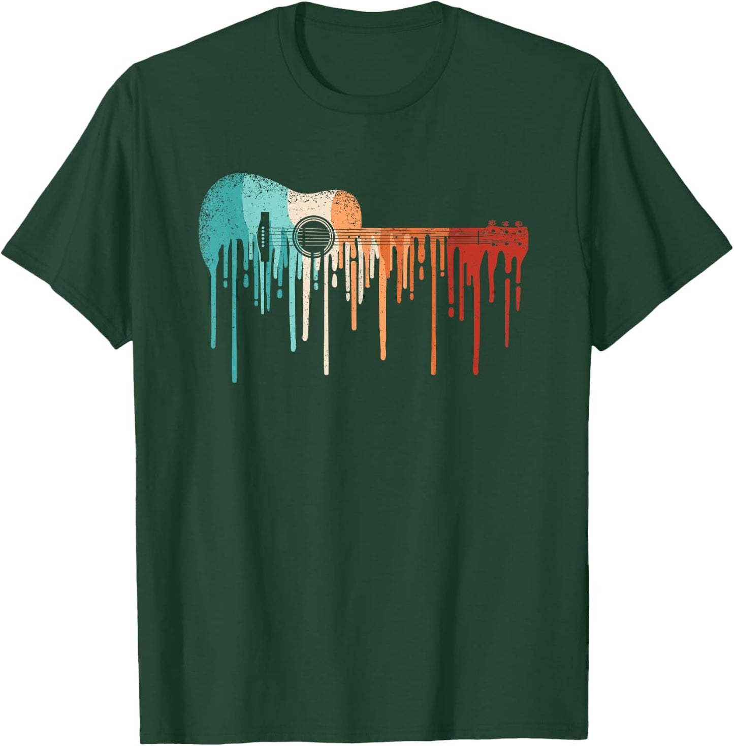 Retro Acoustic Guitar Musician Guitarist Vintage Music Men T-Shirt - T-Shirt | Forest