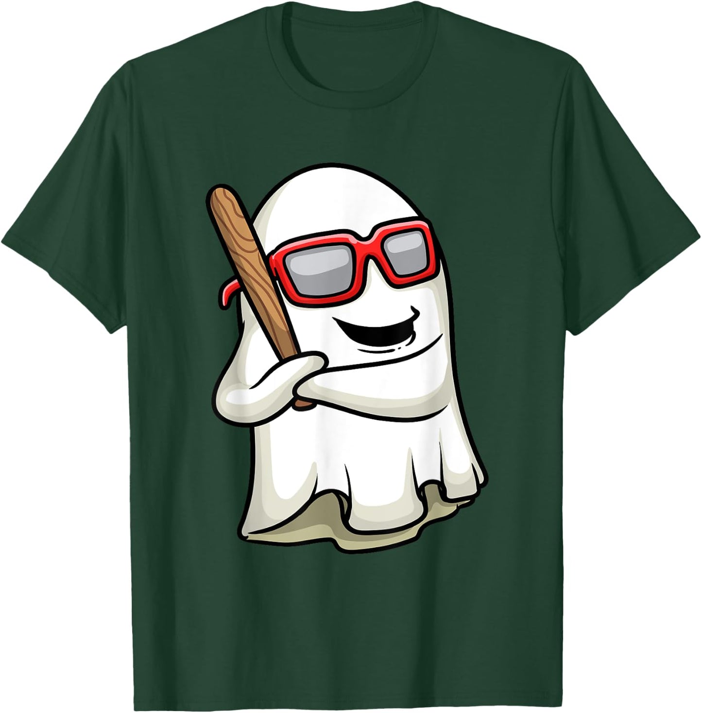 Funny Ghost Baseball Player Bat Sports Halloween Men Boys T-Shirt - T-Shirt | Forest