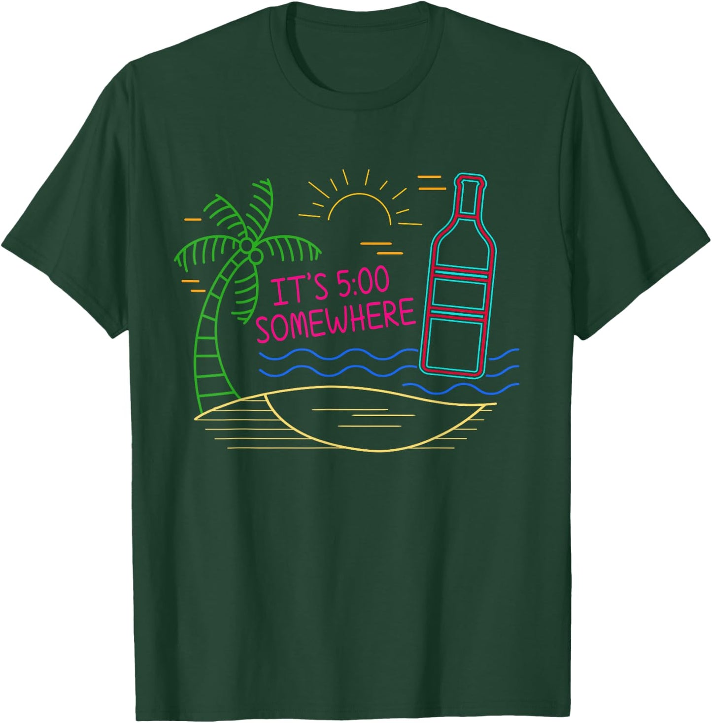 It's 5 O'Clock Somewhere Drinking Summer Beach Vacation T-Shirt - T-Shirt | Forest