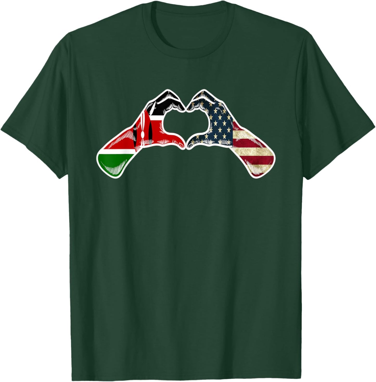 Kenya American USA Flag - USA Kenyan Heart T-Shirt - T-Shirt | Forest