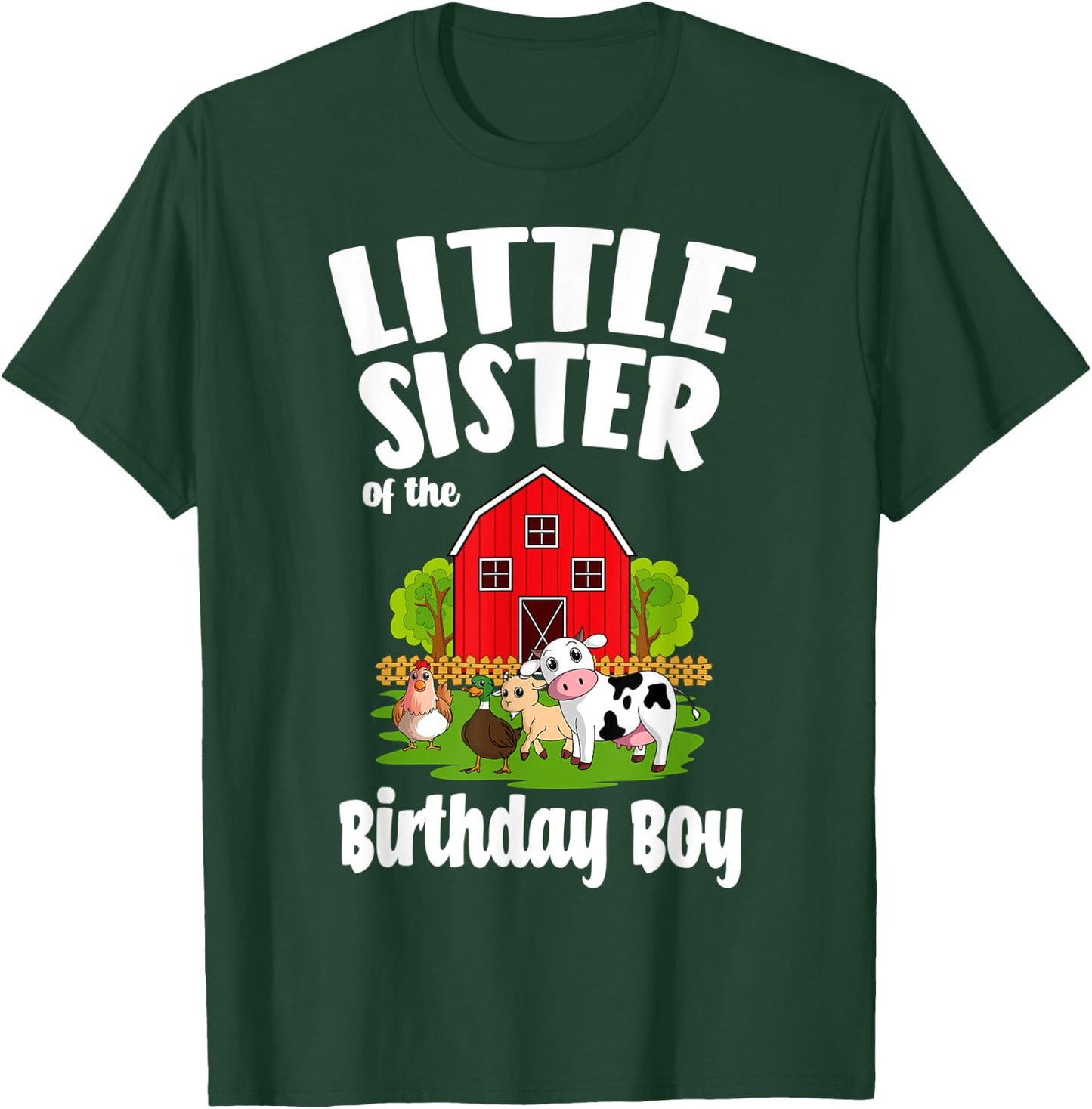Little Sister Of The Birthday Boy Farm Animal Bday Party T-Shirt - T-Shirt | Forest