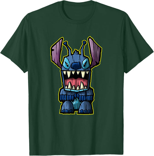 Disney Lilo & Stitch Wooden Tiki Figure Stitch Logo T-Shirt - T-Shirt | Forest