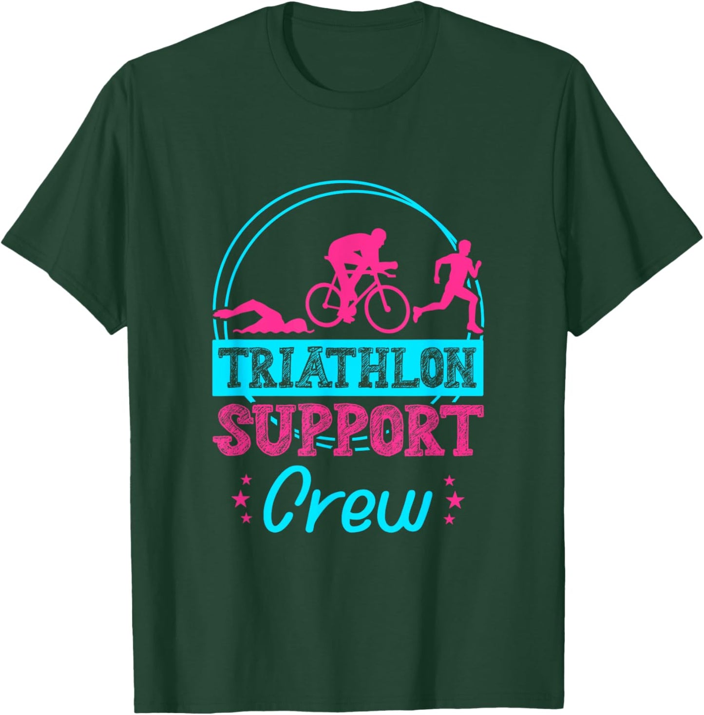 Triathlon Support Crew Running Cycling Swimming Triathlete T-Shirt - T-Shirt | Forest