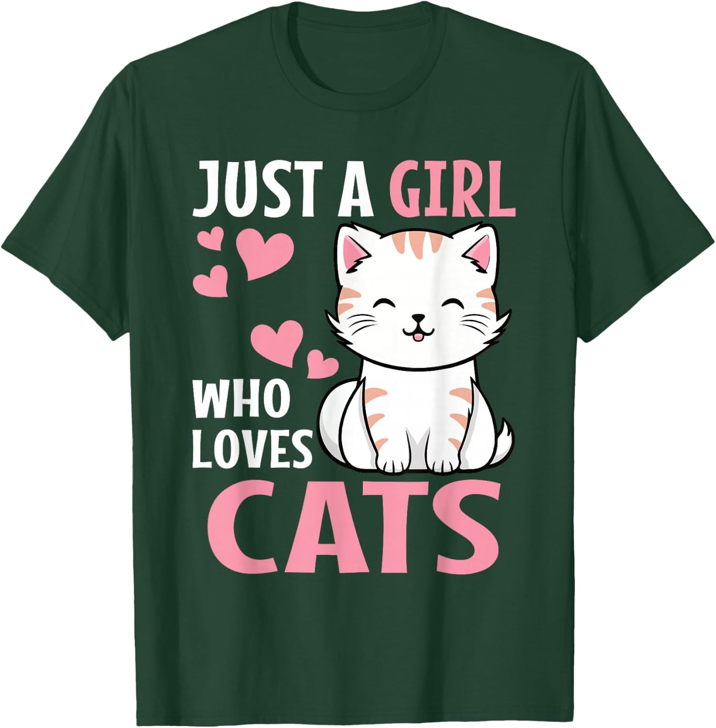 Just A Girl Who Loves Cats Cute Cat Lover Kitten T-Shirt - T-Shirt | Forest