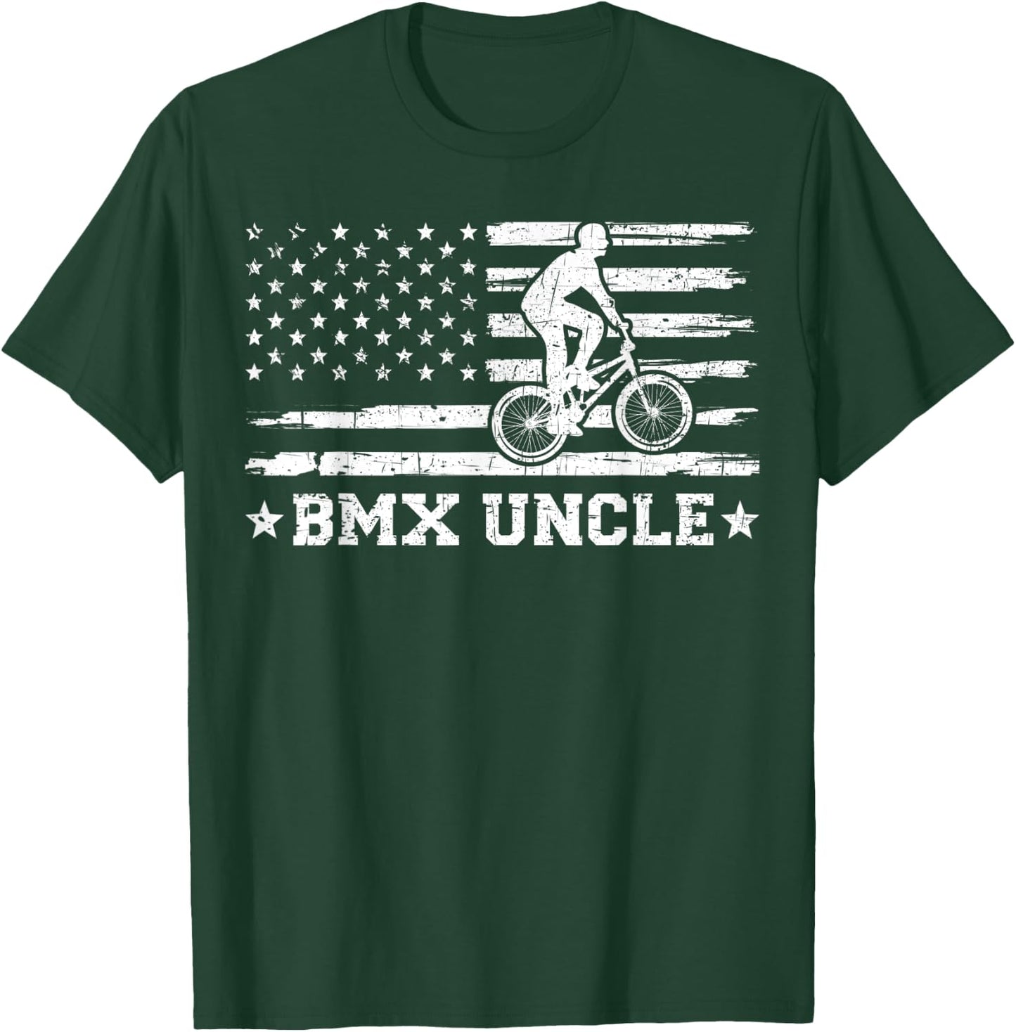 BMX Bike Rider American Flag BMX Uncle Father's Day T-Shirt - T-Shirt | Forest