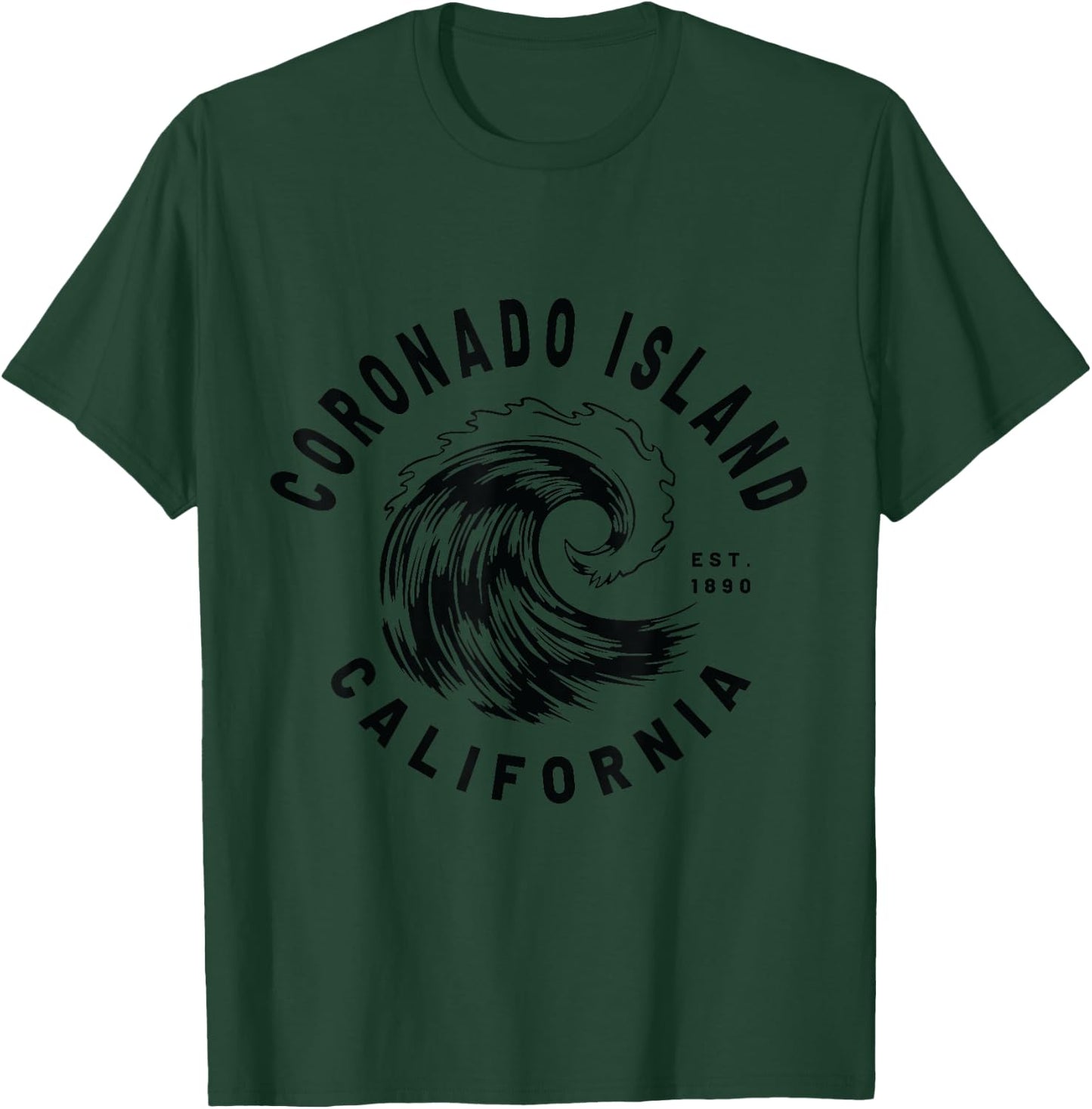 Retro Ocean Wave Coronado Island California Novelty Design T-Shirt - T-Shirt | Forest