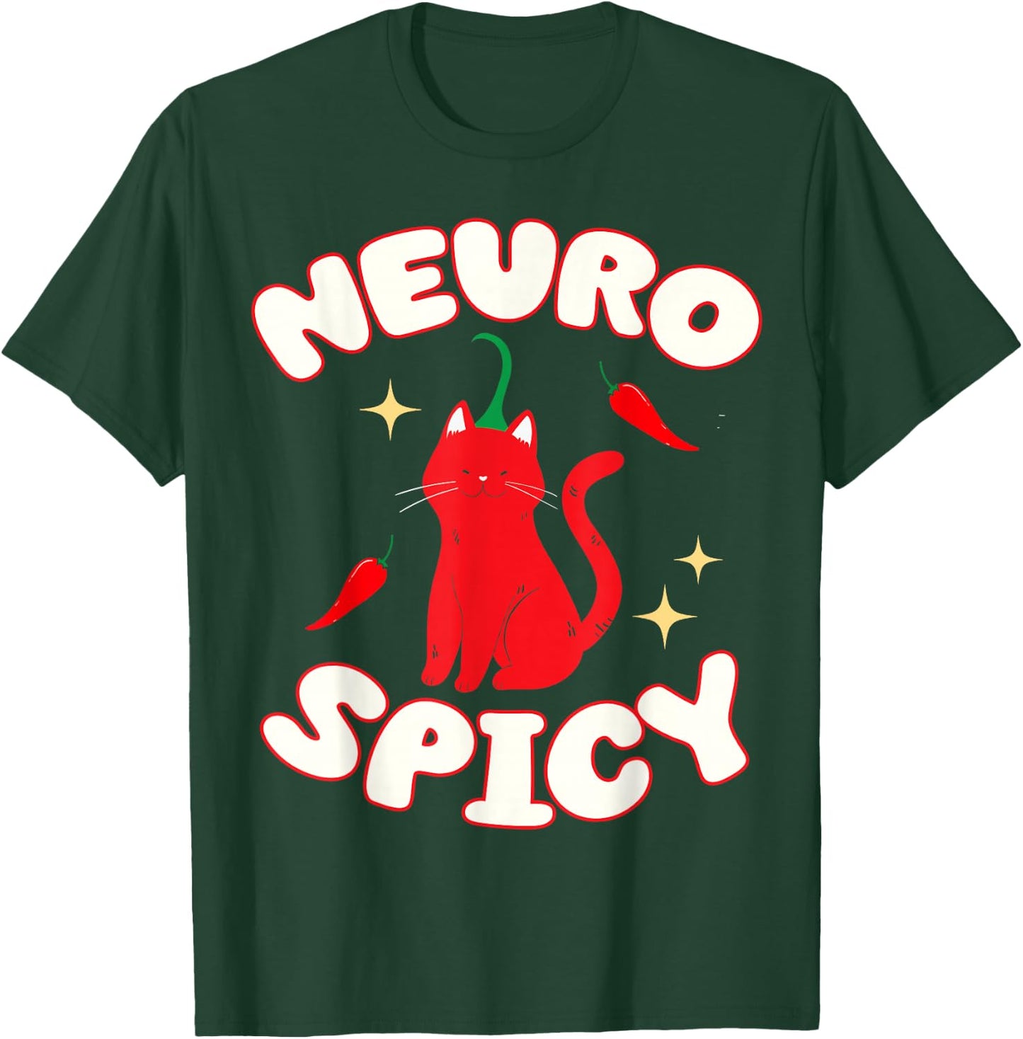 Neurospicy Funny Neurodivergent ADHD ASD Autism Cat Lover T-Shirt - T-Shirt | Forest