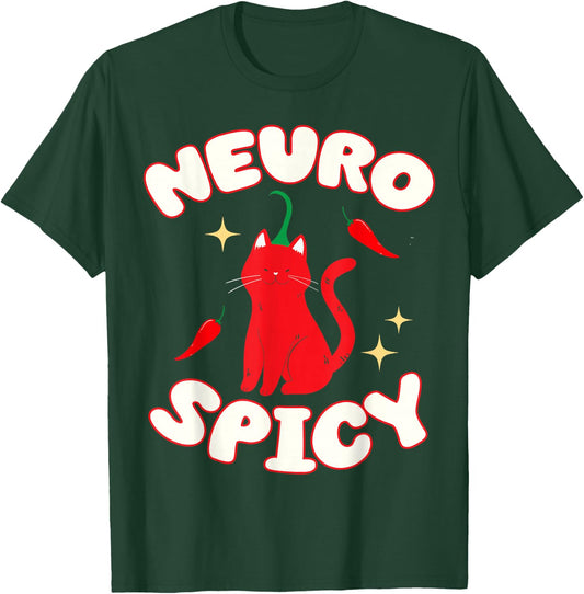 Neurospicy Funny Neurodivergent ADHD ASD Autism Cat Lover T-Shirt - T-Shirt | Forest