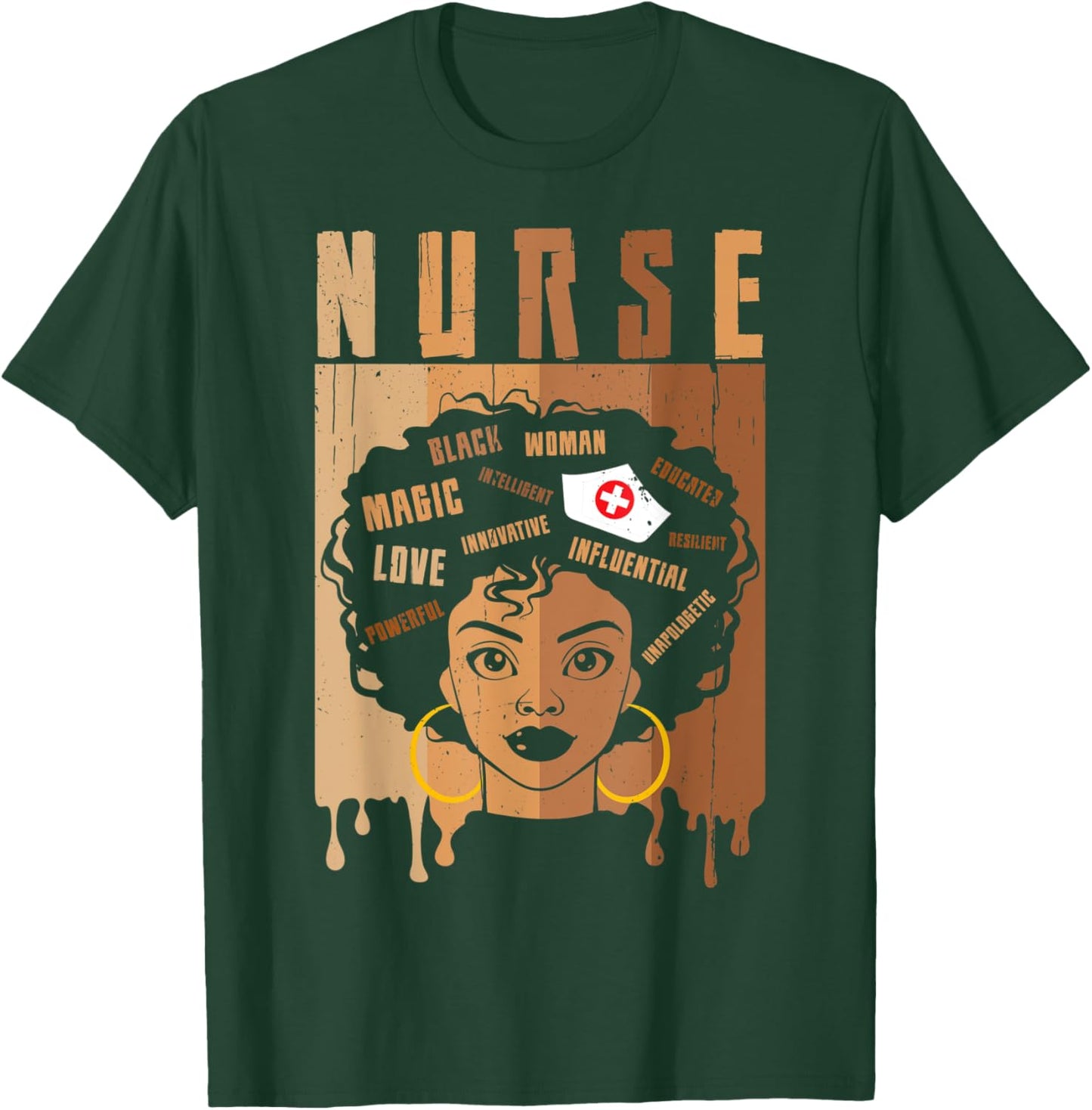 Nurse African American Melanin Black History Month Nurse T-Shirt - T-Shirt | Forest