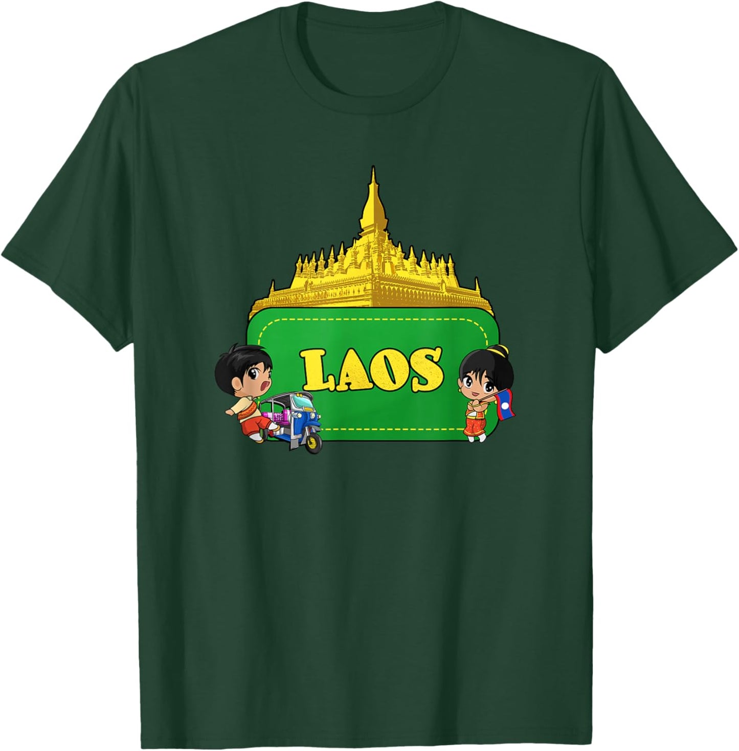 Laos Lao Laotian Proud Flag Traditional Dress Boy Girl T-Shirt - T-Shirt | Forest