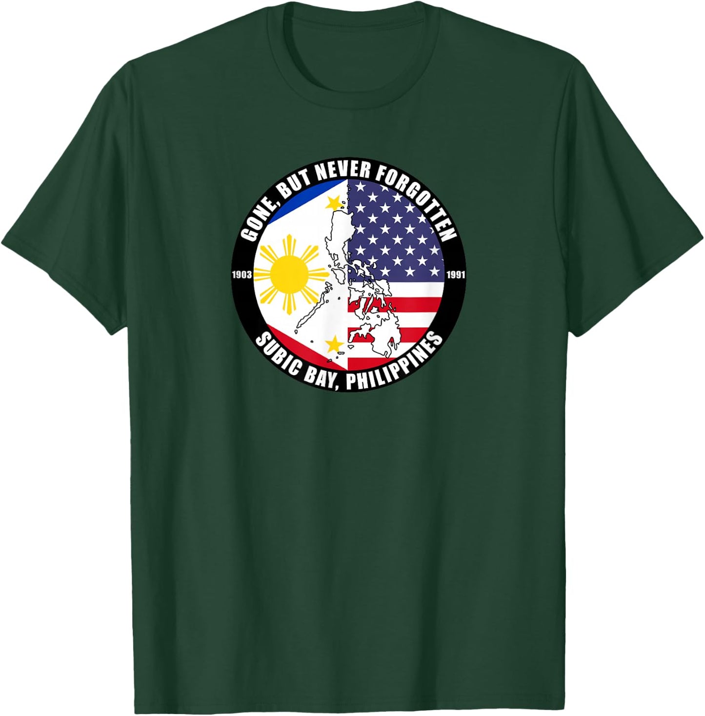 SoldierTees -Adults Subic Bay Philippines Veteran Black Small Classic Fit Short Sleeve Cotton, Polyester T-Shirt - T-Shirt | Forest