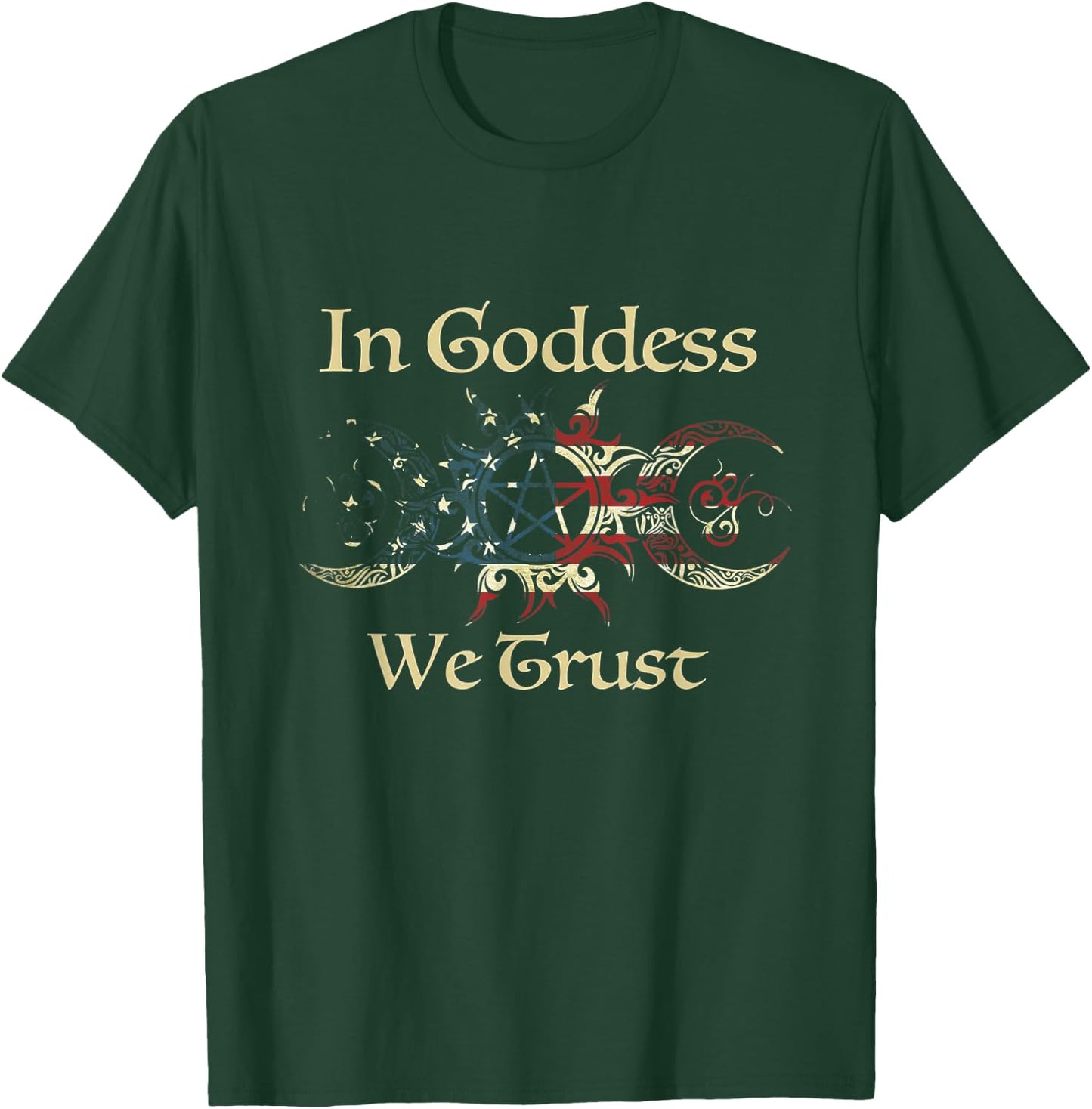 In Goddes We Trust Witch Lover American Flag 4th of July Men T-Shirt - T-Shirt | Forest