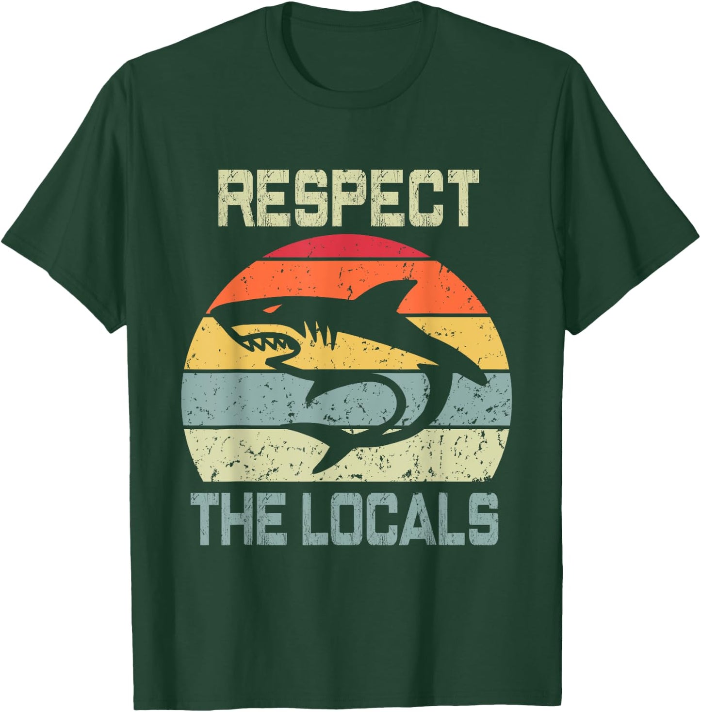 Funny Men's Respect The Locals Shark Love Cool Design Couple T-Shirt - T-Shirt | Forest