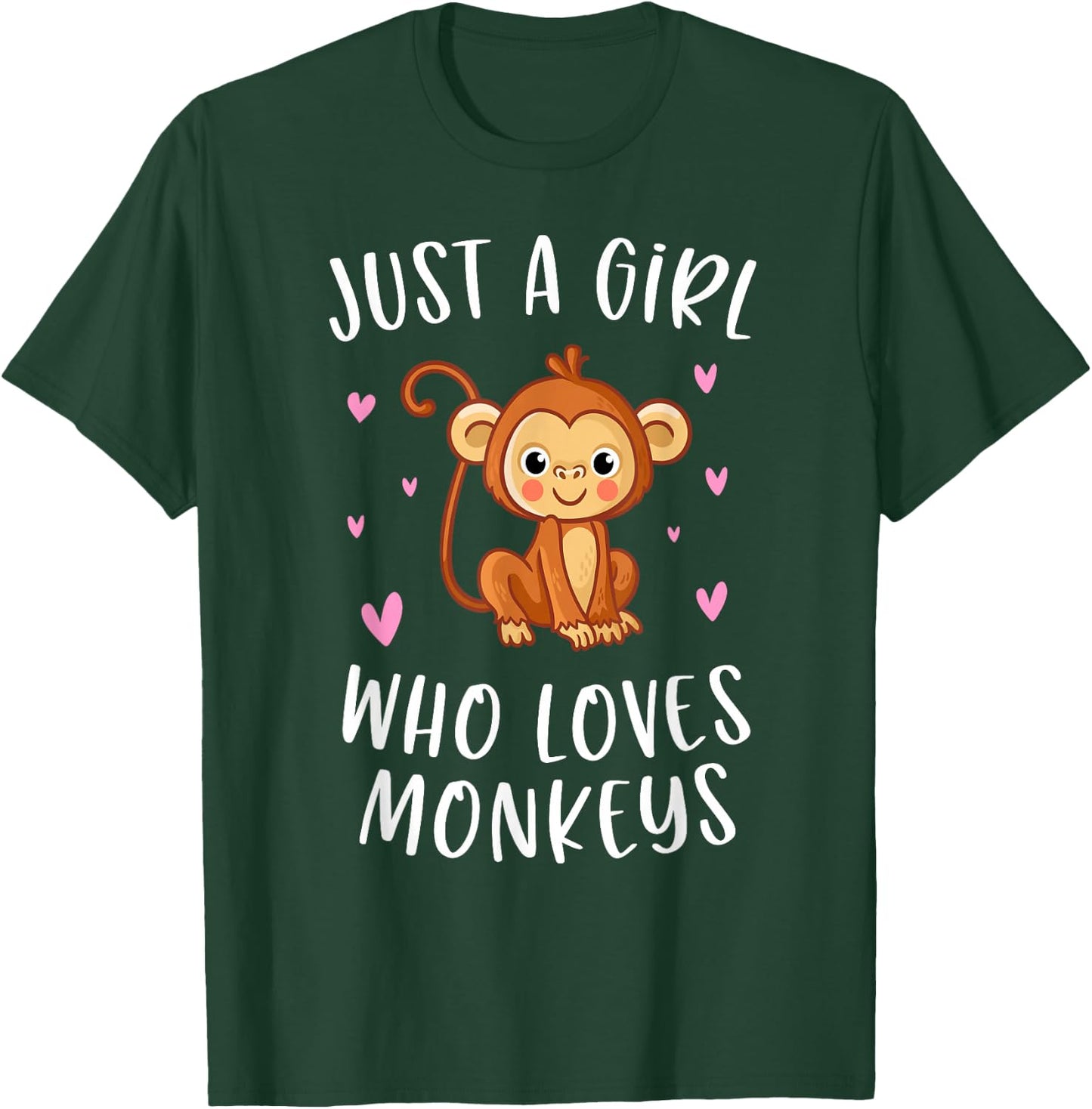 Just A Girl Who Loves Monkeys Cute Monkey Lover T-Shirt - T-Shirt | Forest