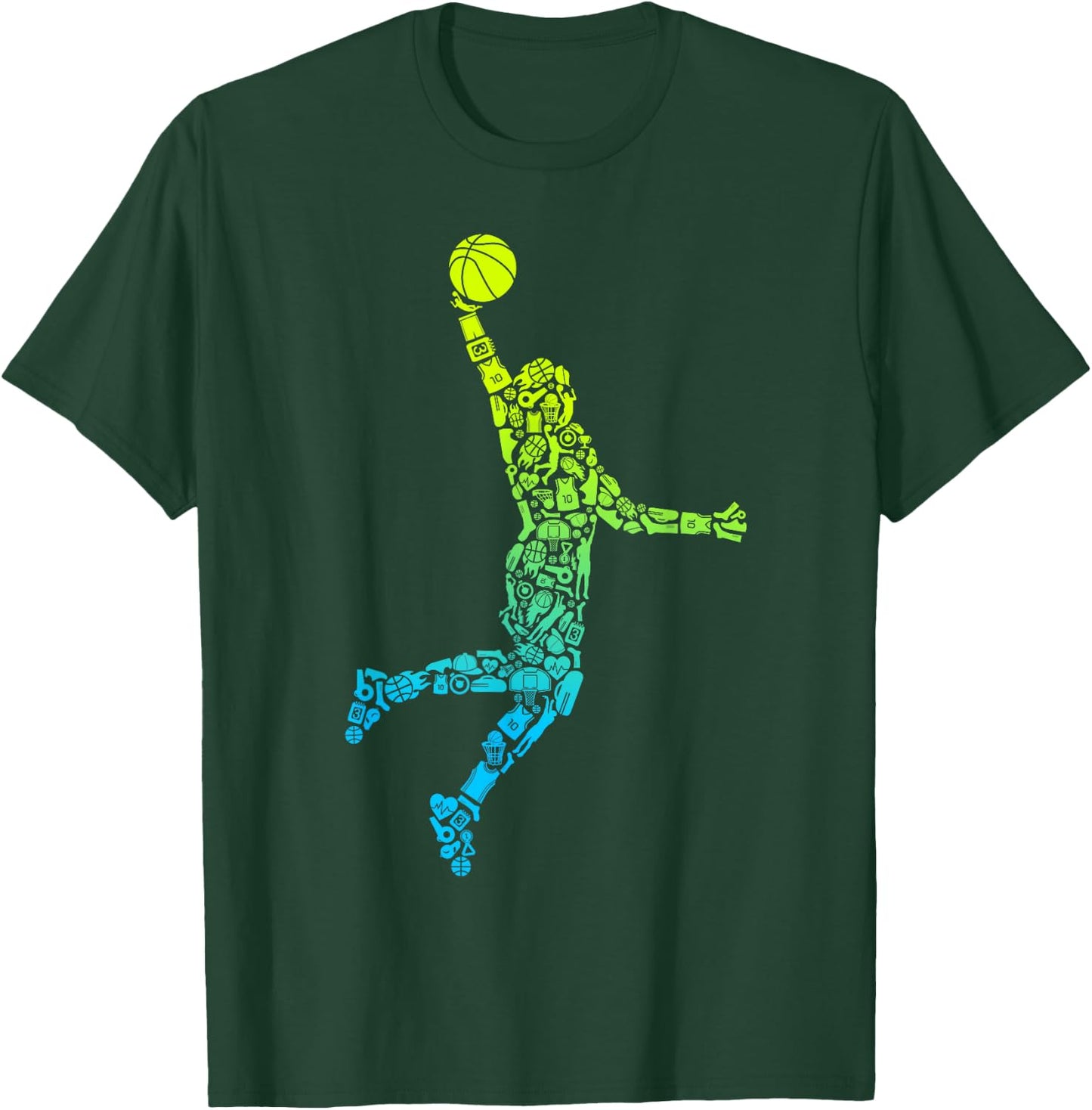 Basketball Players Dunking Kids Men Boys Basketball Player T-Shirt - T-Shirt | Forest