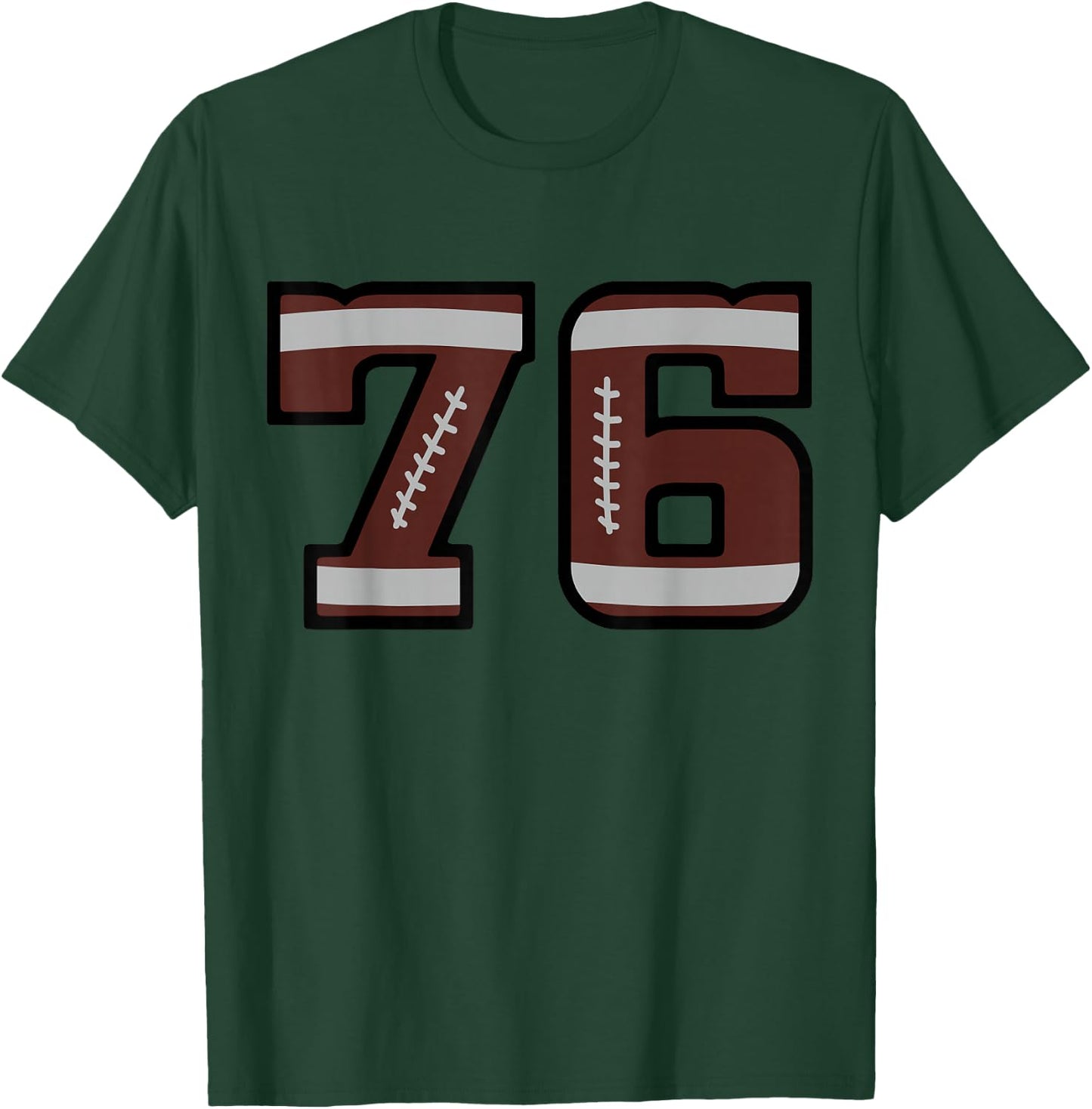 Number #76 Football Number T-Shirt - T-Shirt | Forest