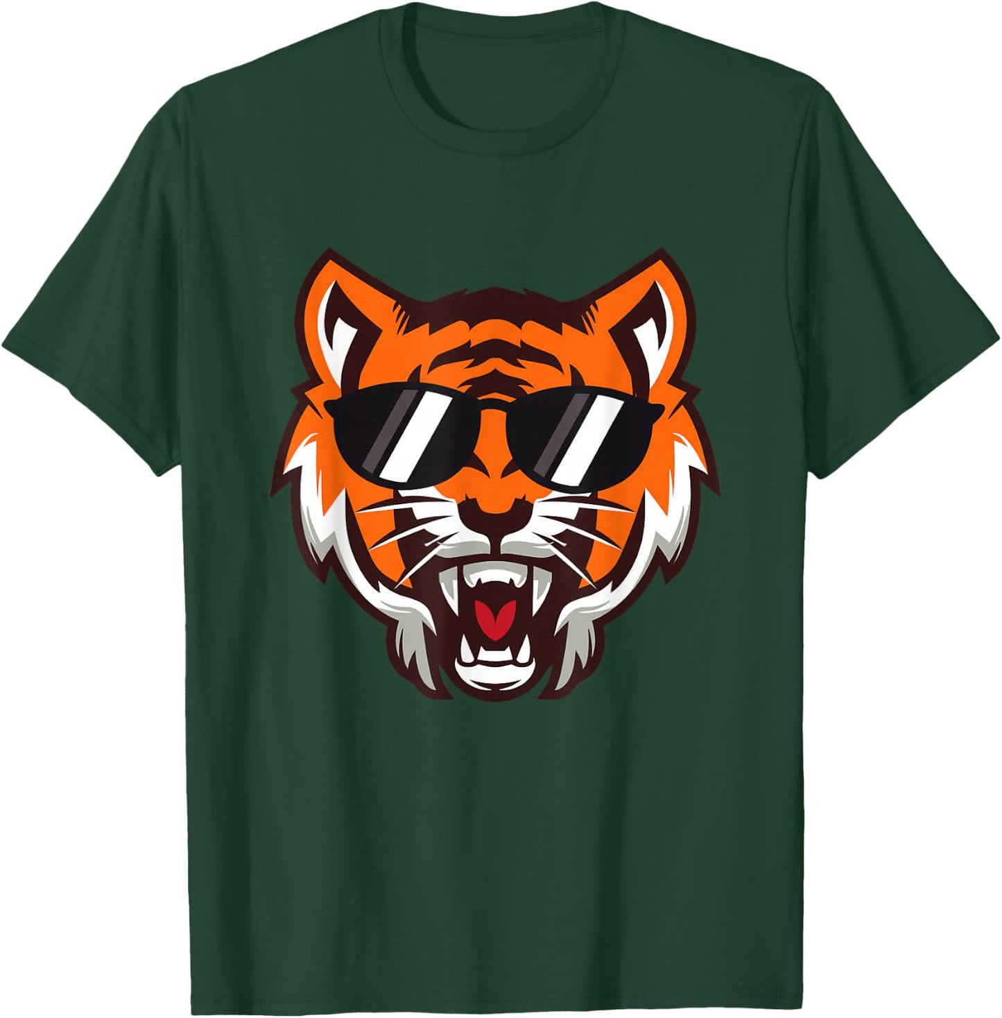 Cool Growling Mouth Open Bengal Tiger with Sunglasses T-Shirt - T-Shirt | Forest
