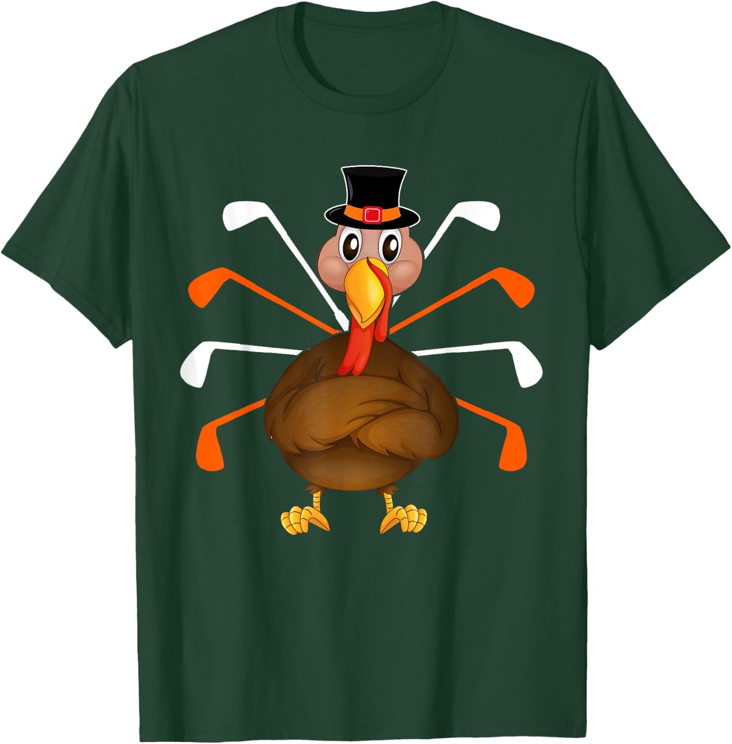 Turkey Golf Thanksgiving Turkey Sport Player Autumn Fall T-Shirt - T-Shirt | Forest