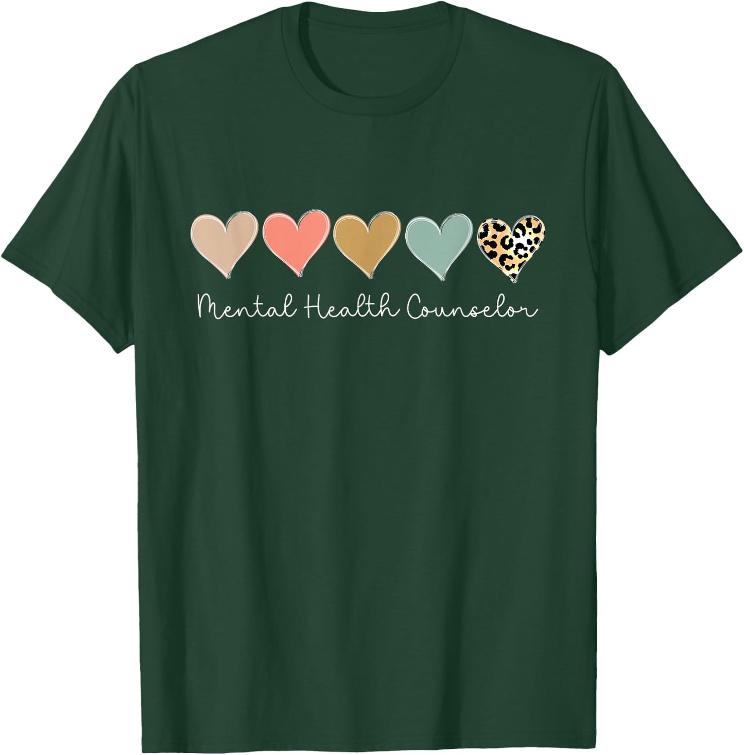 Leopard Hearts Valentine's day for Mental Health Counselor T-Shirt - T-Shirt | Forest