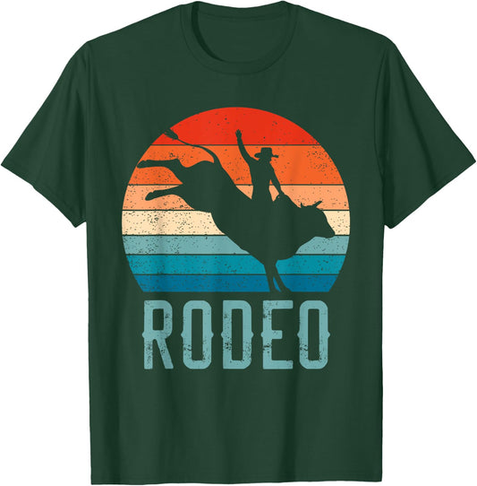 Vintage Rodeo Bull Riding Cowboy Bull Rider Apparel T-Shirt - T-Shirt | Forest