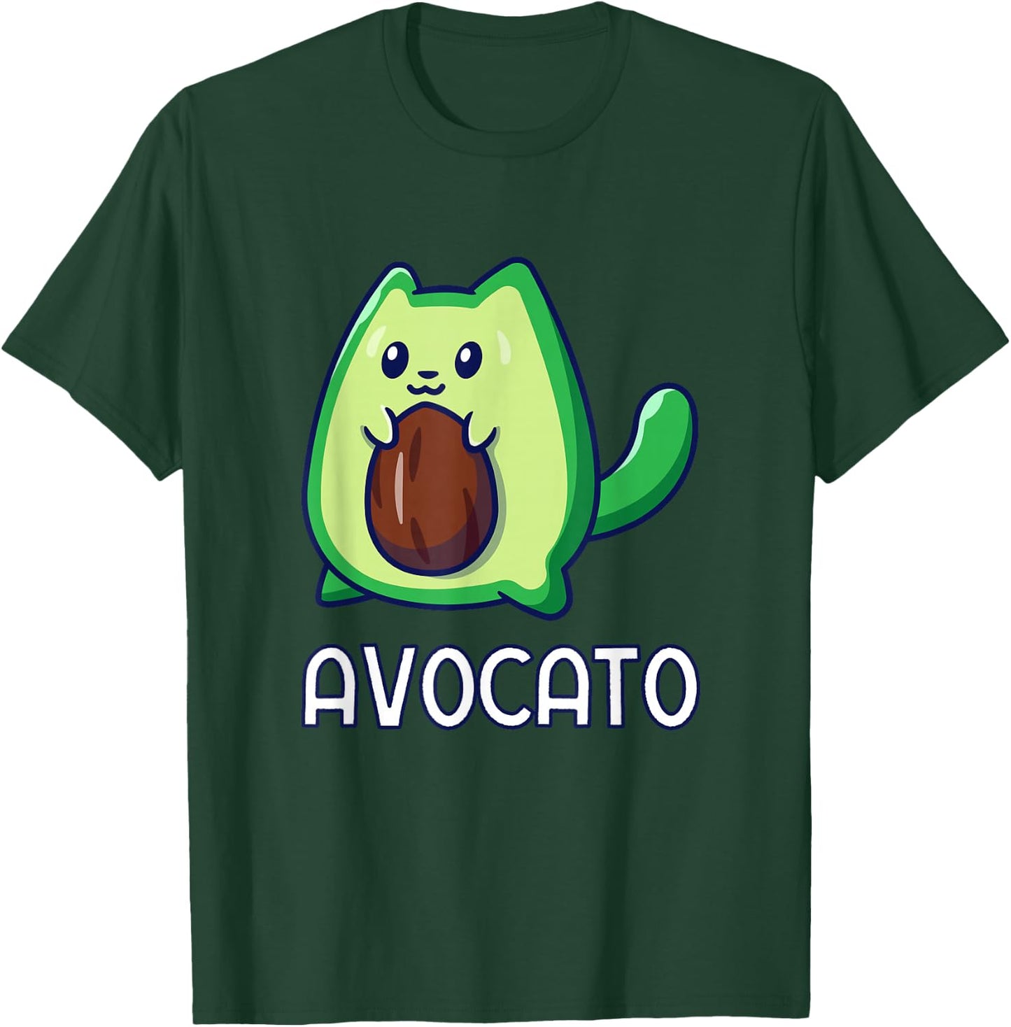 Avogato Avocado Cat Vegan T-Shirt - T-Shirt | Forest