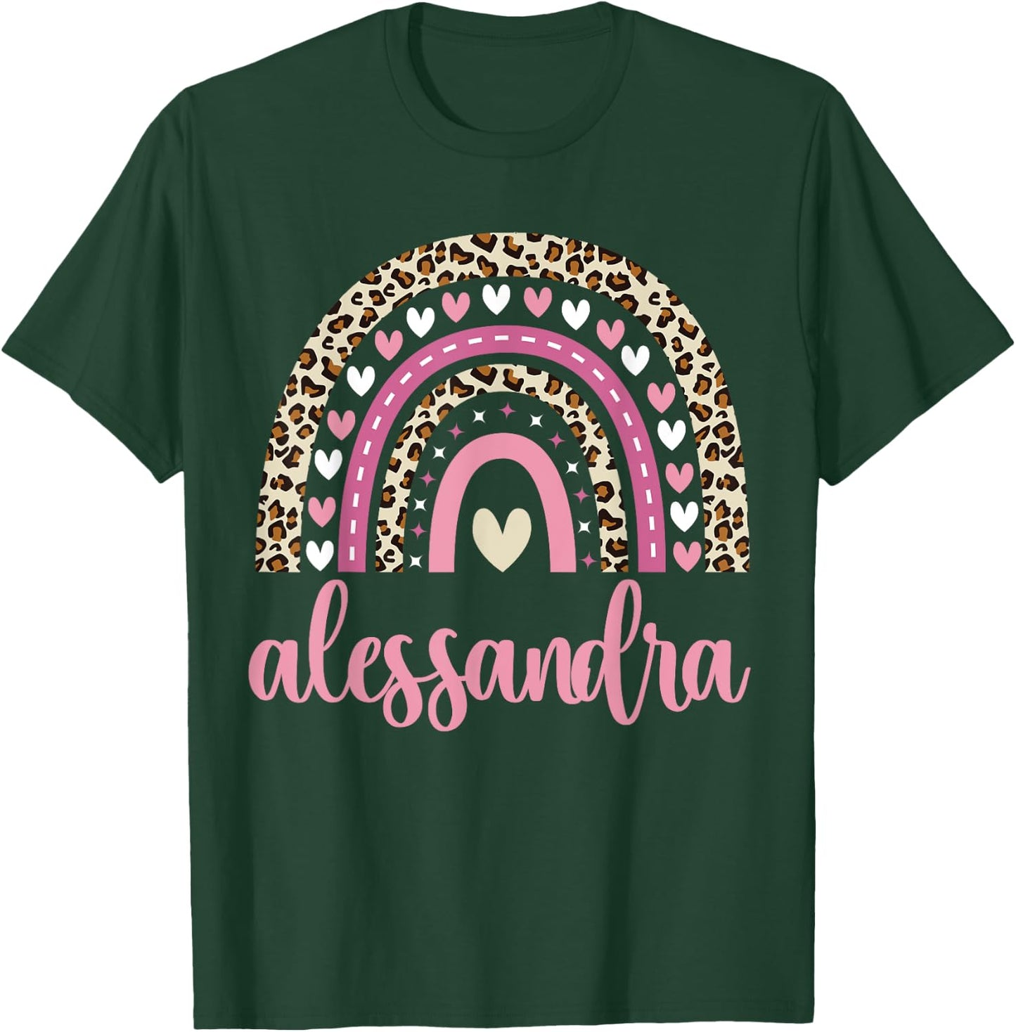 Alessandra Rainbow Leopard Personalized Alessandra Birthday T-Shirt - T-Shirt | Forest