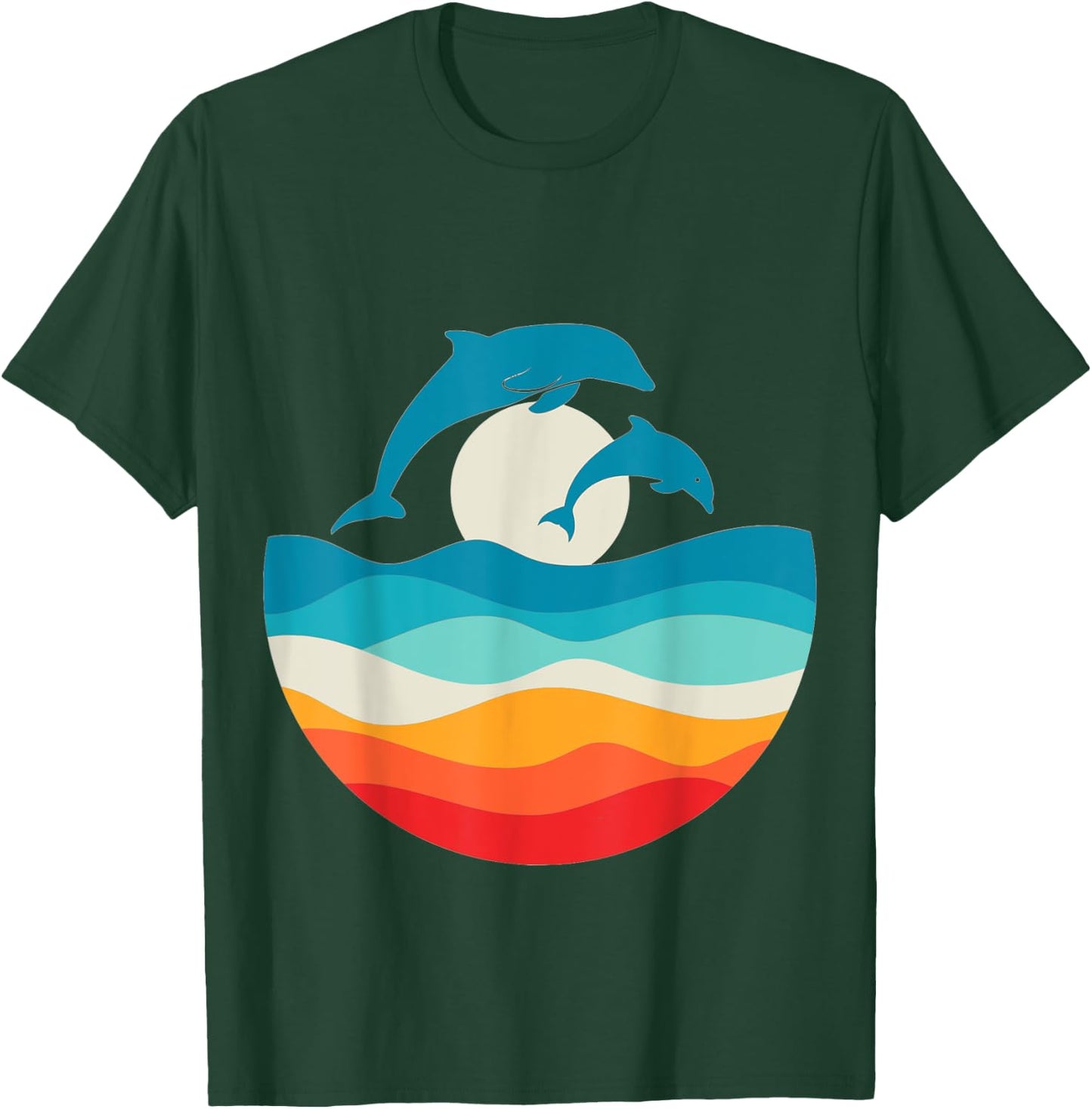 Vintage Retro Summer Time Beach Dolphin Women T-Shirt - T-Shirt | Forest
