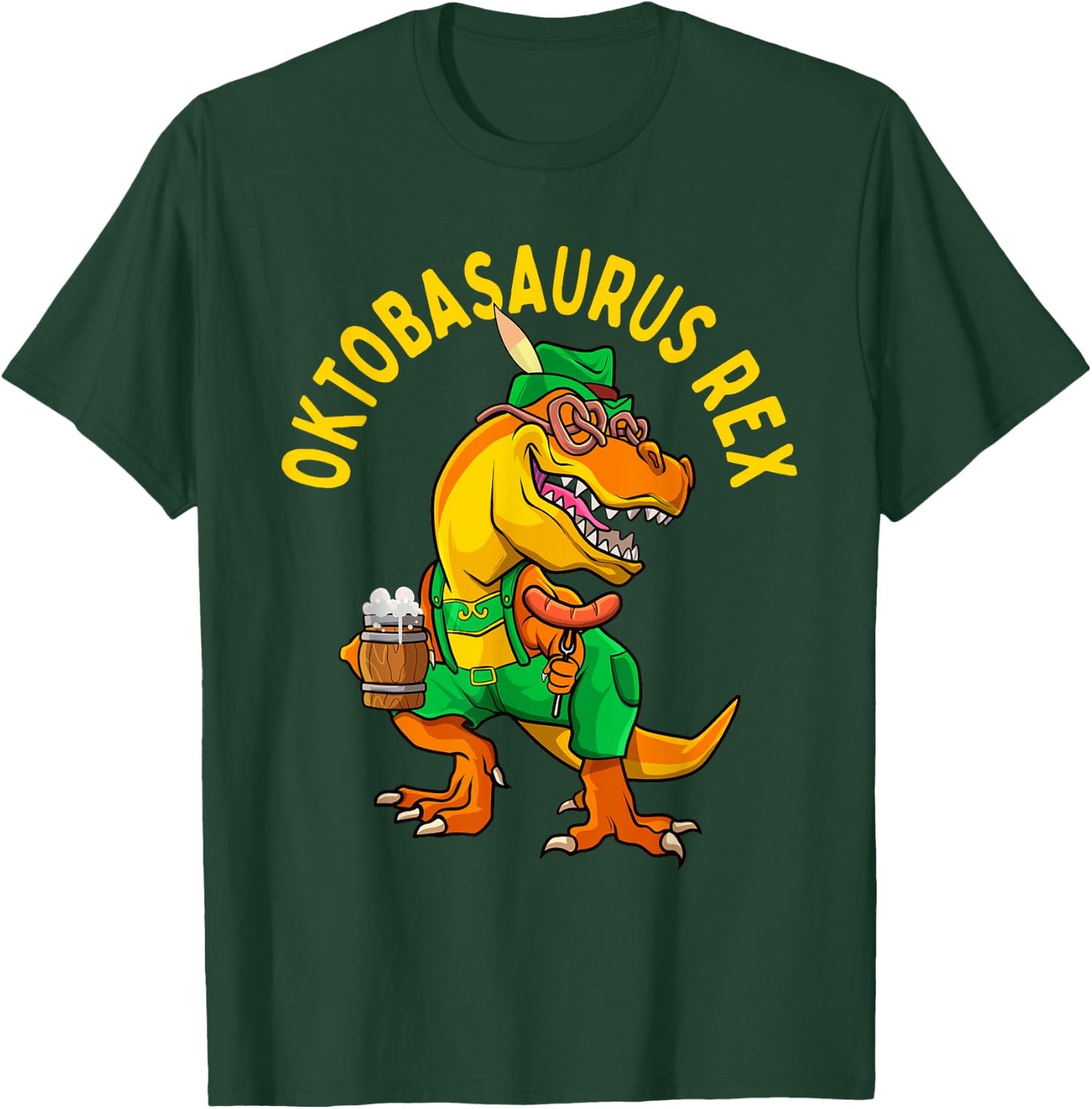 Dinosaur Oktoberfest Lederhosen Costume Men T rex Beer Fest T-Shirt - T-Shirt | Forest