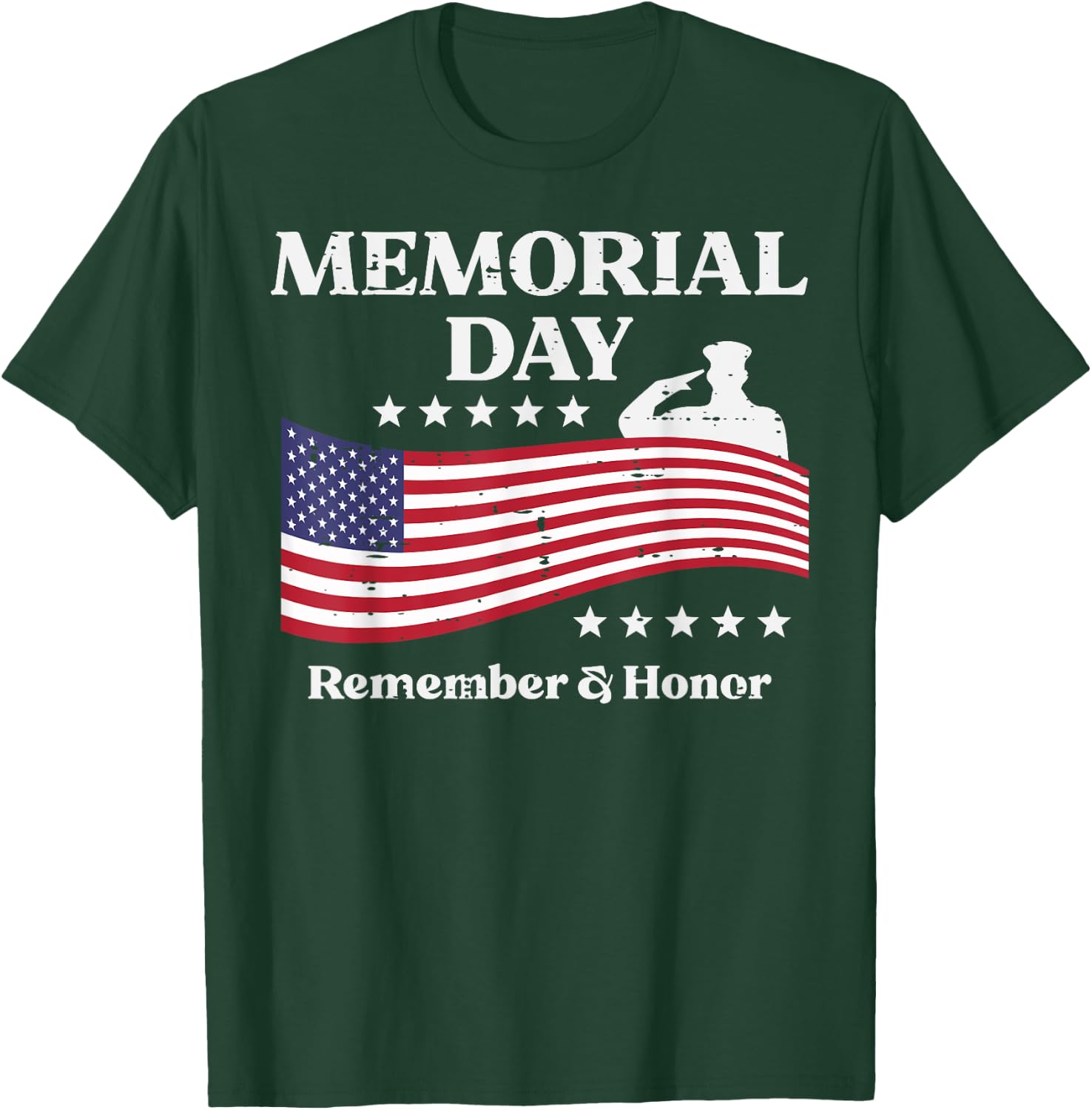 Memorial Day USA Flag Remember Honor Patriot Men Women Kids T-Shirt - T-Shirt | Forest
