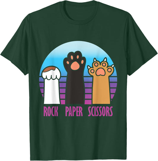 Rock Paper Scissors Hand Game Meme Animal Paw Cat T-Shirt - T-Shirt | Forest