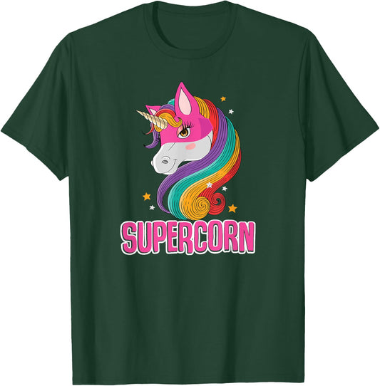Unicorn Costume Girls Super Hero Magic Horse Cute Supercorn T-Shirt - T-Shirt | Forest