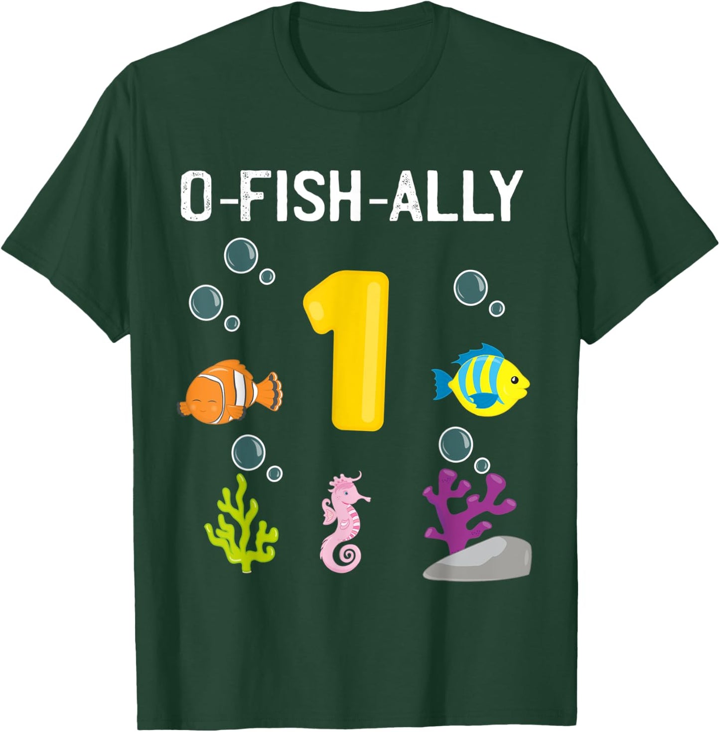 Ofishally 1 Year Old Fishing Themed 1St Birthday Girl Boy T-Shirt - T-Shirt | Forest