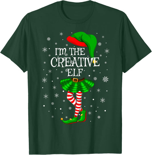 Creative Elf Christmas Matching Family Women Girls Elf T-Shirt - T-Shirt | Forest