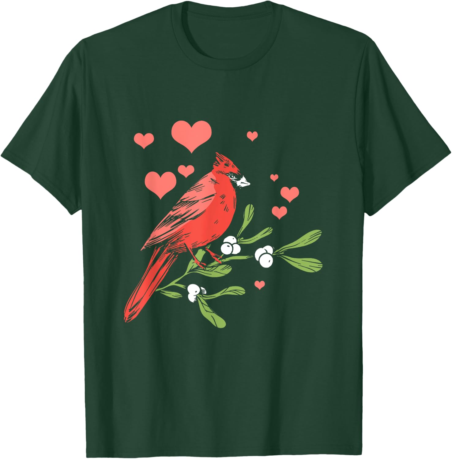 Red Cardinal Bird Lover Watching Birdwatcher Birder Heart T-Shirt - T-Shirt | Forest