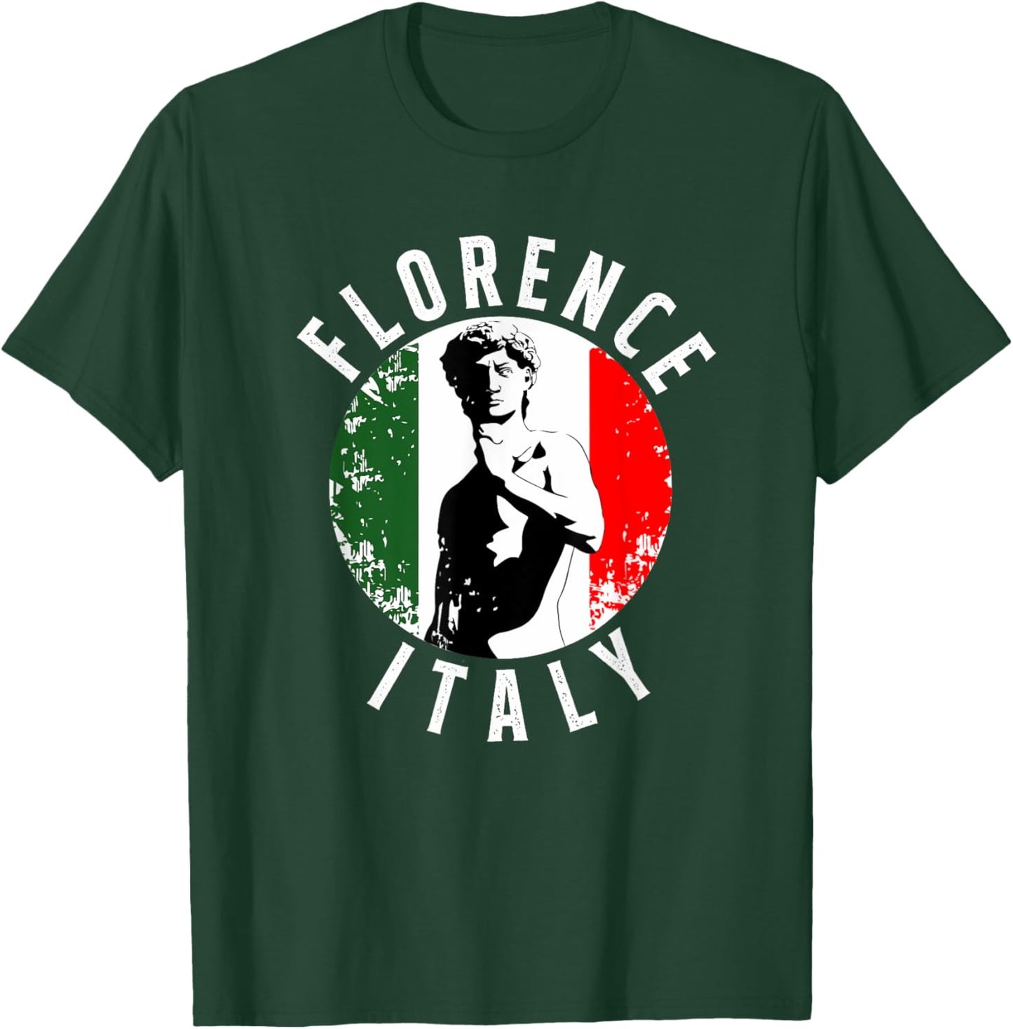 Vintage David Sculpture In Florence Tuscany With Italy Flag T-Shirt - T-Shirt | Forest