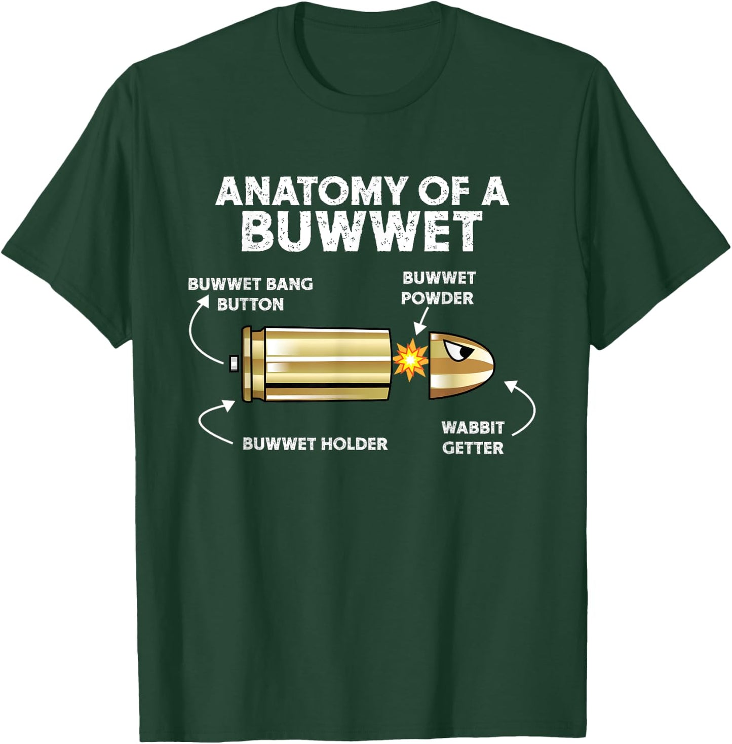 Funny Pew Pew Bullet Anatomy Cartoon Rabbit Getter T-Shirt - T-Shirt | Forest