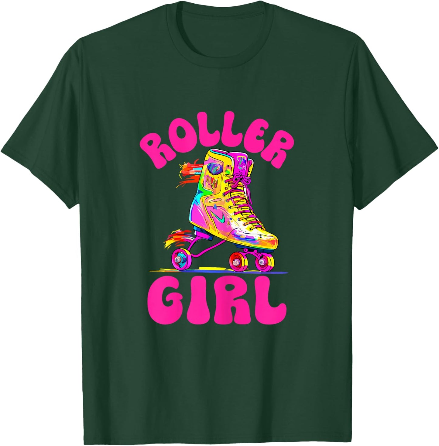 Roller Derby Roller Girl Skating Skater Skate Retro T-Shirt - T-Shirt | Forest