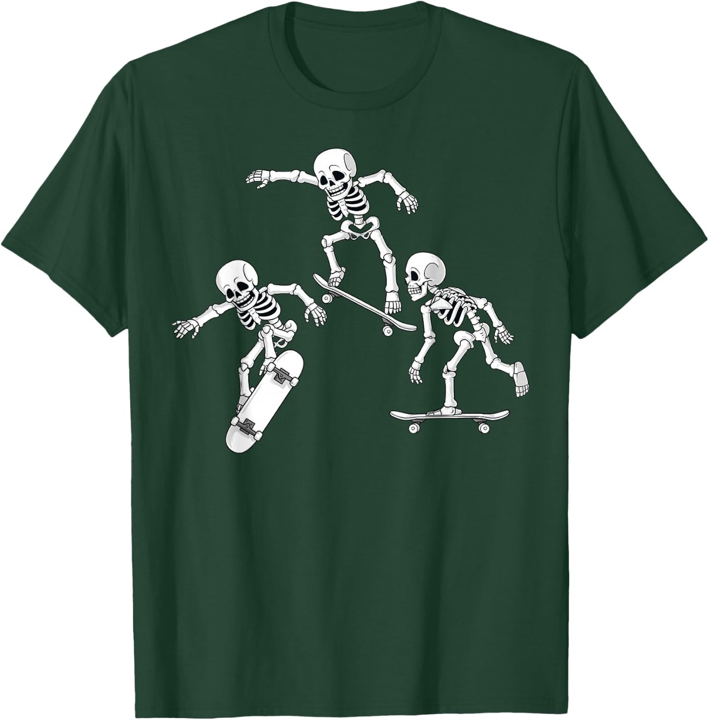 Skateboarding Skeletons Halloween Skater Boys Kids Skate T-Shirt - T-Shirt | Forest