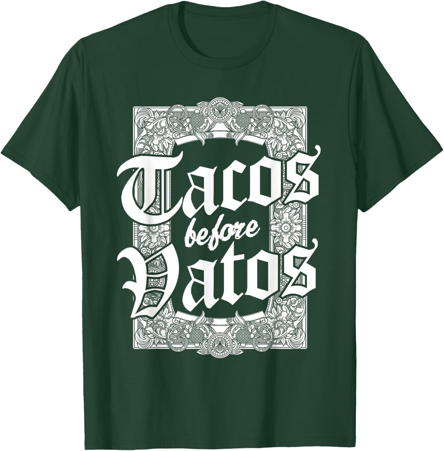 Cinco de Mayo Style Tacos Before Vatos - Women's Classic Fit Black Letter Print - Small T-Shirt - T-Shirt | Forest