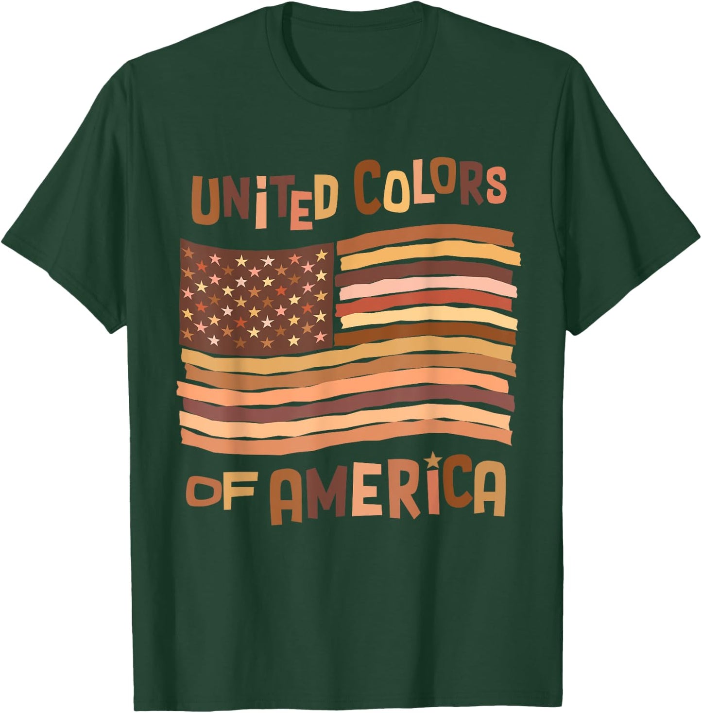 United Colors of America Black History Month Brown USA Flag T-Shirt - T-Shirt | Forest