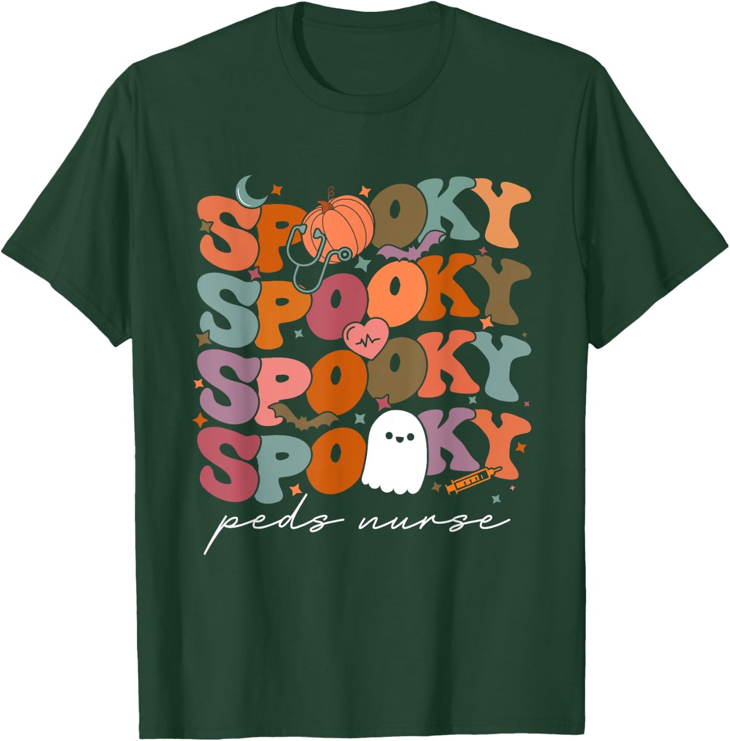 Retro Vintage Spooky PEDS Nurse Pumpkin Halloween Costumes T-Shirt - T-Shirt | Forest