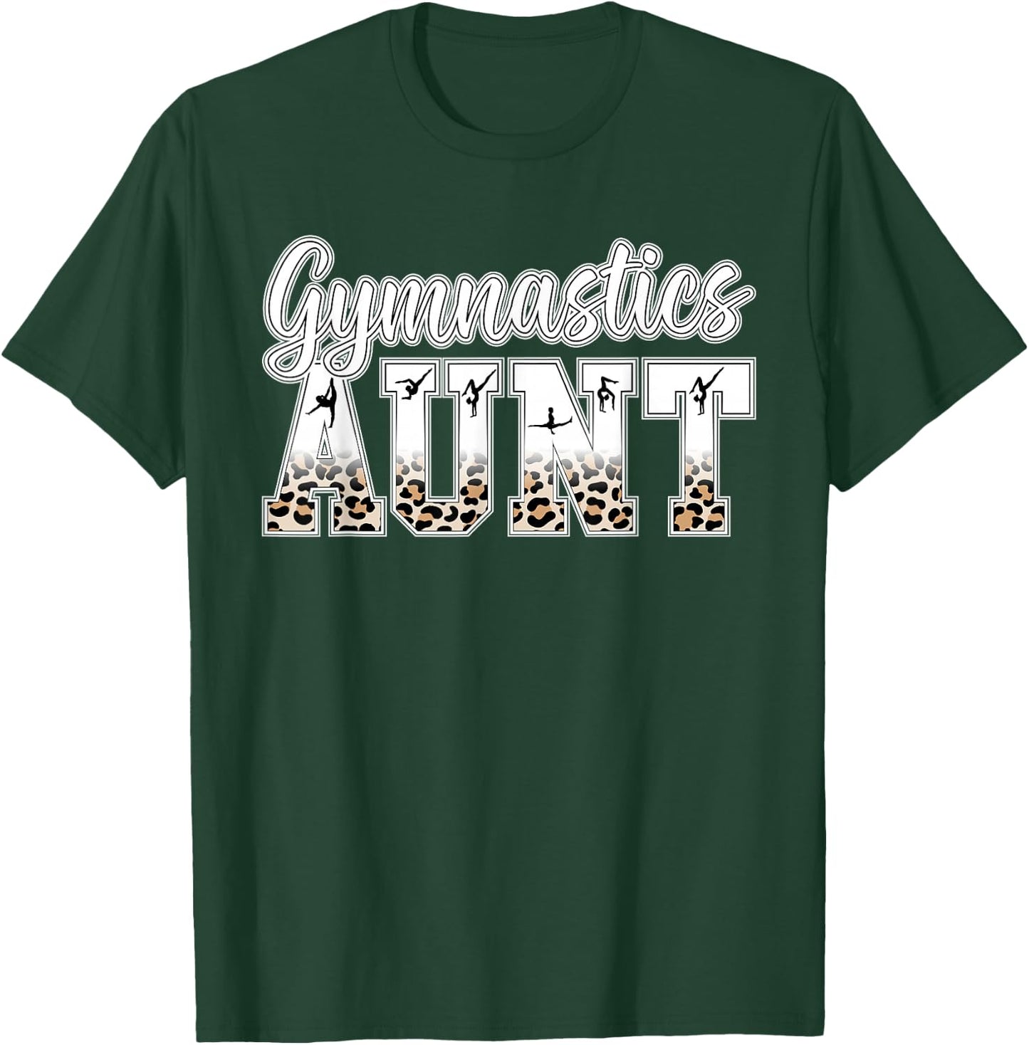 Gymnastics Aunt Of A Gymnast Auntie Leopard Gymnast Aunt T-Shirt - T-Shirt | Forest