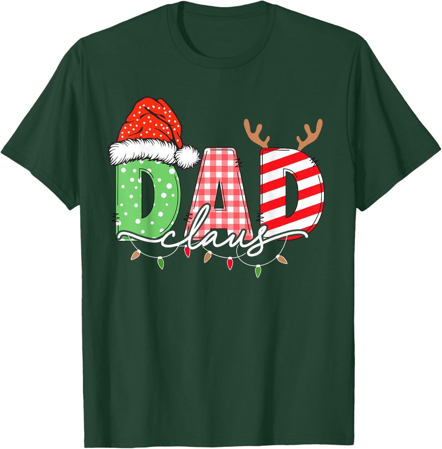 Dad Claus Xmas Christmas Lights Pajama Family Matching T-Shirt - T-Shirt | Forest