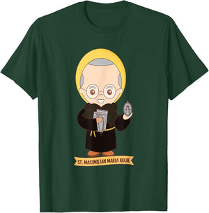 St Maximilian Kolbe Two Crowns Catholic Saint Gifts Poland T-Shirt - T-Shirt | Forest