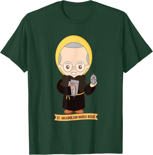 St Maximilian Kolbe Two Crowns Catholic Saint Gifts Poland T-Shirt - T-Shirt | Forest
