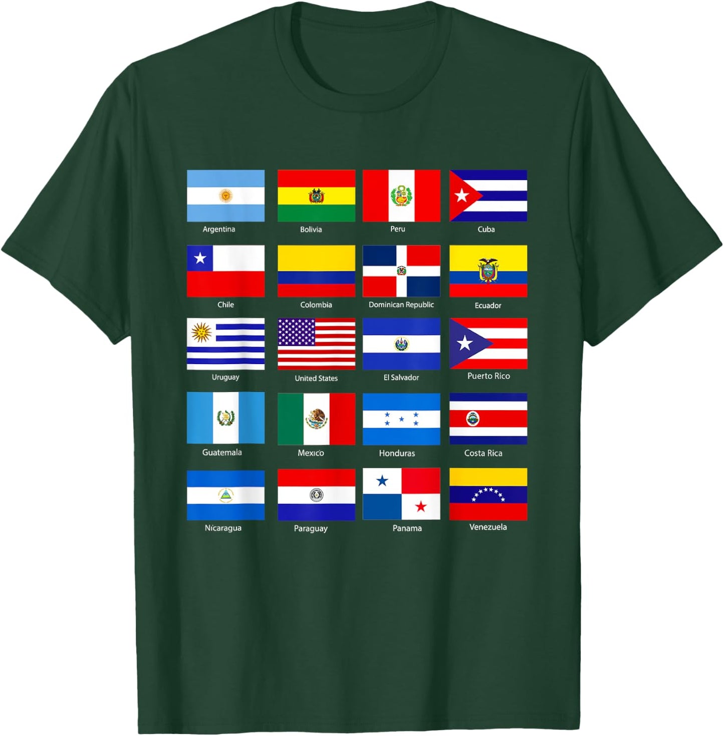 Hispanic Heritage Month 2022 National Latino Countries Flag T-Shirt - T-Shirt | Forest