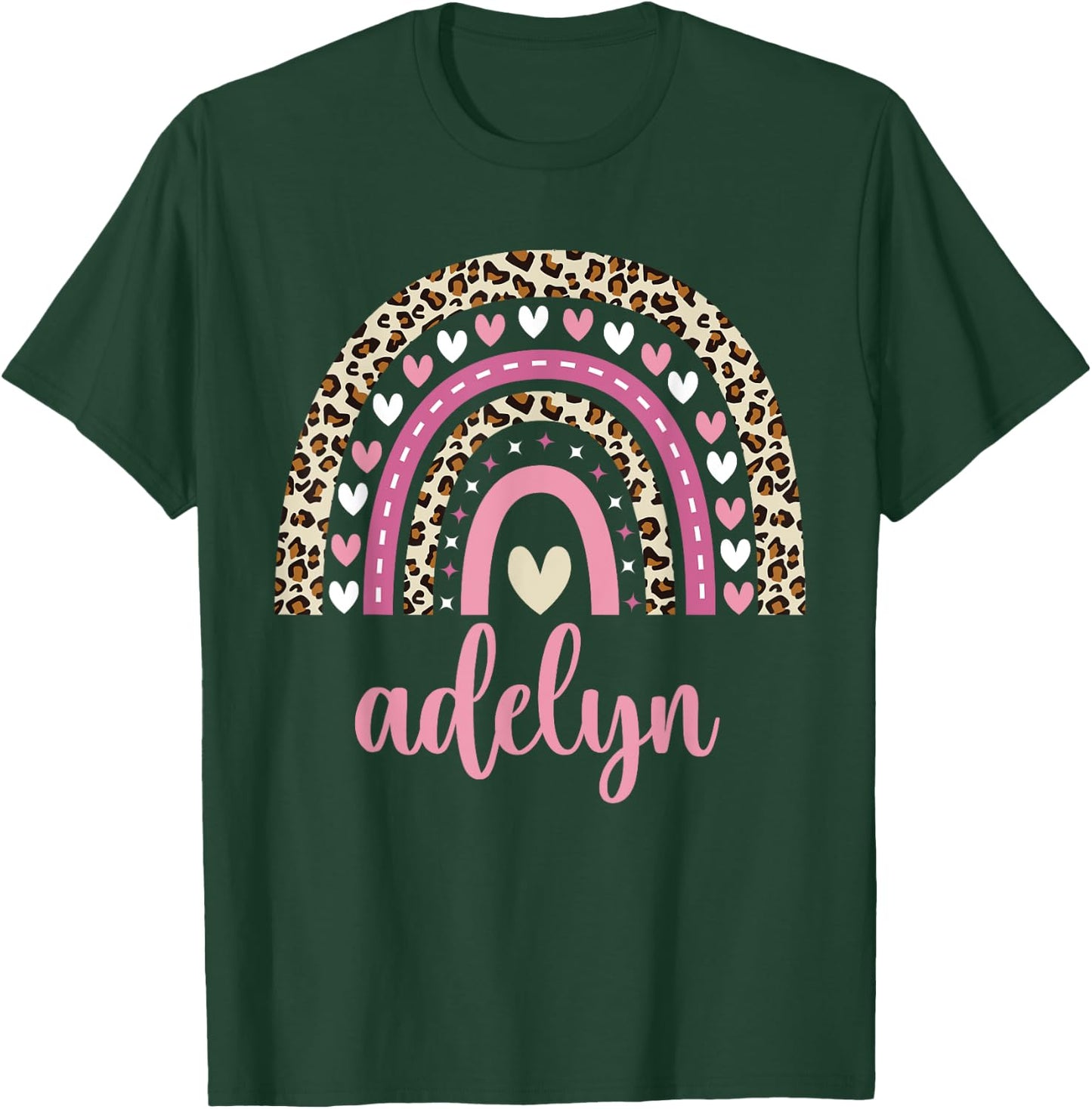 Adelyn Rainbow Leopard Personalized Adelyn Birthday T-Shirt - T-Shirt | Forest